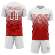 Laden Sie das Bild in den Galerie-Viewer, Uksn Individuelles Rot Weiß Sublimationsdruck Fußballtrikot
