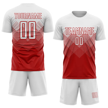 Uksn Individuelles Rot Weiß Sublimationsdruck Fußballtrikot