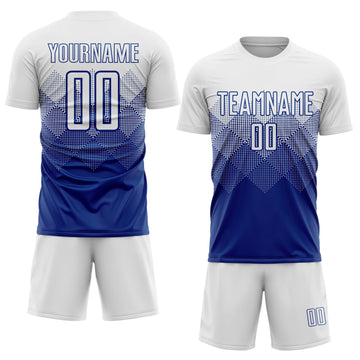 Uksn Individuelles Königsblau Weiß Sublimationsdruck Fußballtrikot