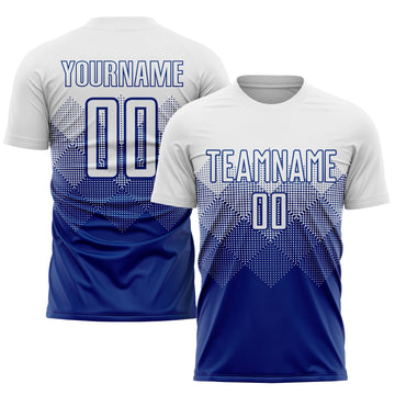Uksn Individuelles Königsblau Weiß Sublimationsdruck Fußballtrikot