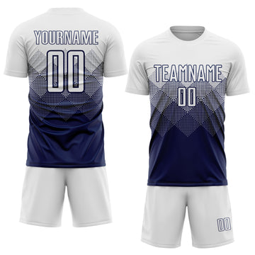 Uksn Individuelles Marineblau Weiß Sublimationsdruck Fußballtrikot