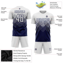 Laden Sie das Bild in den Galerie-Viewer, Uksn Individuelles Marineblau Weiß Sublimationsdruck Fußballtrikot

