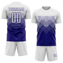 Laden Sie das Bild in den Galerie-Viewer, Uksn Individuelles Weiß Dunkellila Sublimationsdruck Fußballtrikot

