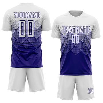 Uksn Individuelles Weiß Dunkellila Sublimationsdruck Fußballtrikot
