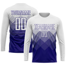 Laden Sie das Bild in den Galerie-Viewer, Uksn Individuelles Weiß Dunkellila Sublimationsdruck Fußballtrikot
