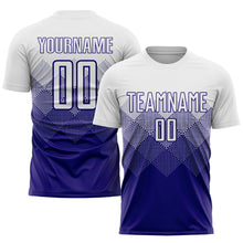 Laden Sie das Bild in den Galerie-Viewer, Uksn Individuelles Weiß Dunkellila Sublimationsdruck Fußballtrikot
