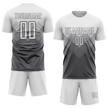Laden Sie das Bild in den Galerie-Viewer, Uksn Individuelles Stahlgrau Weiß Sublimationsdruck Fußballtrikot
