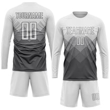 Laden Sie das Bild in den Galerie-Viewer, Uksn Individuelles Stahlgrau Weiß Sublimationsdruck Fußballtrikot
