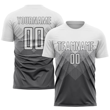 Uksn Individuelles Stahlgrau Weiß Sublimationsdruck Fußballtrikot