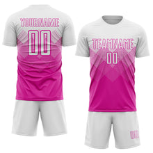 Laden Sie das Bild in den Galerie-Viewer, Uksn Individuelles Dunkelrosa Weiß Sublimationsdruck Fußballtrikot
