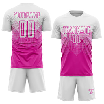 Uksn Individuelles Dunkelrosa Weiß Sublimationsdruck Fußballtrikot