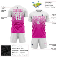 Laden Sie das Bild in den Galerie-Viewer, Uksn Individuelles Dunkelrosa Weiß Sublimationsdruck Fußballtrikot
