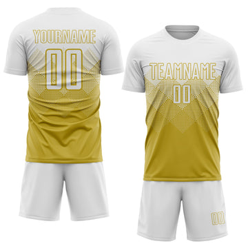 Uksn Individuelles Altgold Weiß Sublimationsdruck Fußballtrikot
