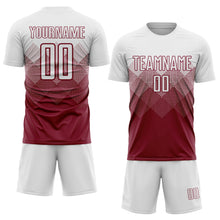 Laden Sie das Bild in den Galerie-Viewer, Uksn Individuelles Karmesinrot Weiß Sublimationsdruck Fußballtrikot

