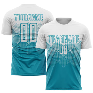 Uksn Individuelles Petrol Weiß Sublimationsdruck Fußballtrikot
