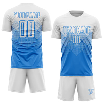 Uksn Individuelles Puderblau Weiß Sublimationsdruck Fußballtrikot