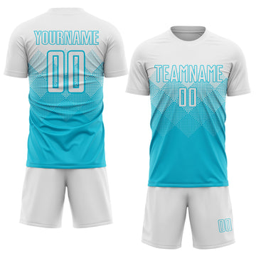 Uksn Individuelles Seeblau Weiß Sublimationsdruck Fußballtrikot