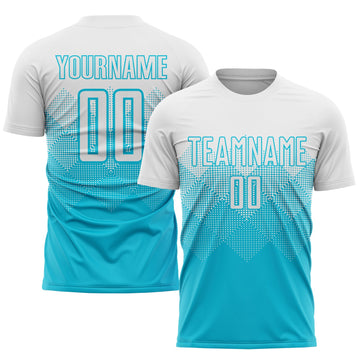 Uksn Individuelles Seeblau Weiß Sublimationsdruck Fußballtrikot