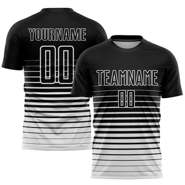 Uksn Individuelles Schwarz Weiß Nadelstreifen Farbverlauf Sublimationsdruck Fußballtrikot