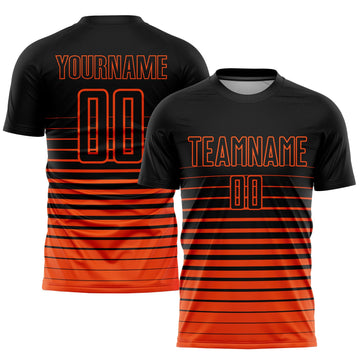 Uksn Individuelles Schwarz Orange Nadelstreifen Farbverlauf Sublimationsdruck Fußballtrikot