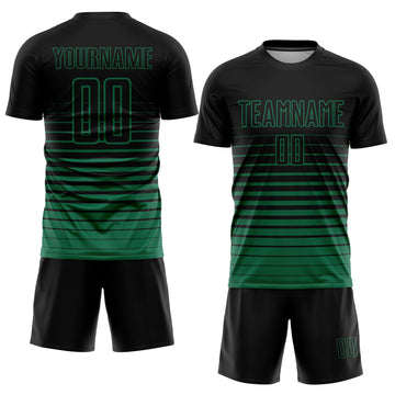 Uksn Individuelles Schwarz Kelly-Grün Nadelstreifen Farbverlauf Sublimationsdruck Fußballtrikot