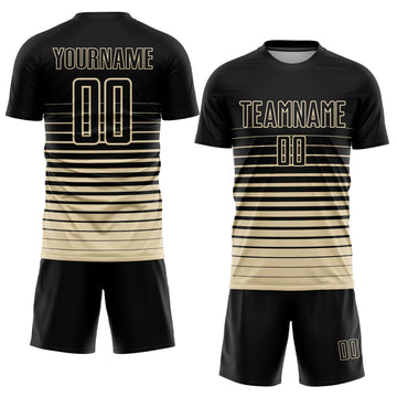 Uksn Individuelles Schwarz Cream Nadelstreifen Farbverlauf Sublimationsdruck Fußballtrikot