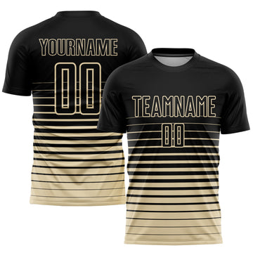 Uksn Individuelles Schwarz Cream Nadelstreifen Farbverlauf Sublimationsdruck Fußballtrikot
