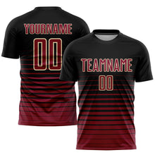 Laden Sie das Bild in den Galerie-Viewer, Uksn Individuelles Schwarz Weinrot-Cream Nadelstreifen Farbverlauf Sublimationsdruck Fußballtrikot
