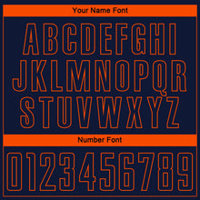 Laden Sie das Bild in den Galerie-Viewer, Uksn Individuelles Marineblau Orange Nadelstreifen Farbverlauf Sublimationsdruck Fußballtrikot
