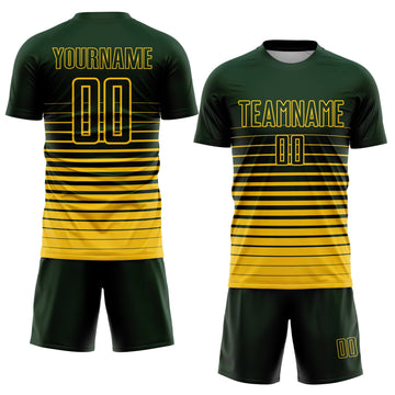 Uksn Individuelles Grün Gelb Nadelstreifen Farbverlauf Sublimationsdruck Fußballtrikot
