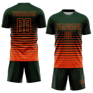 Uksn Individuelles Grün Orange Nadelstreifen Farbverlauf Sublimationsdruck Fußballtrikot