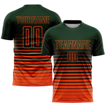 Uksn Individuelles Grün Orange Nadelstreifen Farbverlauf Sublimationsdruck Fußballtrikot