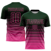Laden Sie das Bild in den Galerie-Viewer, Uksn Individuelles Grün Pink Nadelstreifen Farbverlauf Sublimationsdruck Fußballtrikot
