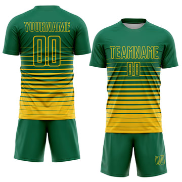 Uksn Individuelles Kelly-Grün Gelb Nadelstreifen Farbverlauf Sublimationsdruck Fußballtrikot
