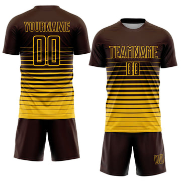 Uksn Individuelles Braun Gelb Nadelstreifen Farbverlauf Sublimationsdruck Fußballtrikot