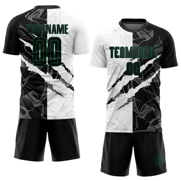 Uksn Individuelles Graffiti-Muster Schwarz-Kelly-Grün Kratzer Sublimationsdruck Fußballtrikot