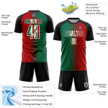 Laden Sie das Bild in den Galerie-Viewer, Uksn Individuelles Rot Vintage Mexiko-Flagge Kelly-Grün Schwarz-Cream Sublimationsdruck Farbverlauf-Mode Fußballtrikot
