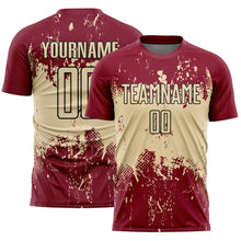Laden Sie das Bild in den Galerie-Viewer, Uksn Individuelles Karmesinrot Cream-Schwarz Abstrakter Splash Grunge Kunst Sports Sublimationsdruck Fußballtrikot
