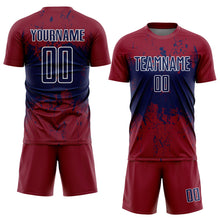 Laden Sie das Bild in den Galerie-Viewer, Uksn Individuelles Karmesinrot Marineblau-Weiß Abstrakter Splash Grunge Kunst Sports Sublimationsdruck Fußballtrikot
