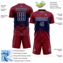 Laden Sie das Bild in den Galerie-Viewer, Uksn Individuelles Karmesinrot Marineblau-Weiß Abstrakter Splash Grunge Kunst Sports Sublimationsdruck Fußballtrikot
