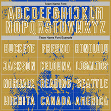 Laden Sie das Bild in den Galerie-Viewer, Uksn Individuelles Donnerblau Altgold-Weiß Abstrakter Splash Grunge Kunst Sports Sublimationsdruck Fußballtrikot
