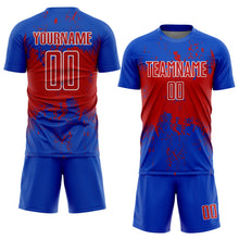 Laden Sie das Bild in den Galerie-Viewer, Uksn Individuelles Donnerblau Rot-Weiß Abstrakter Splash Grunge Kunst Sports Sublimationsdruck Fußballtrikot
