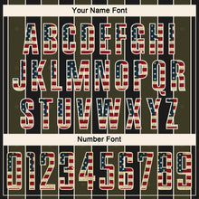 Laden Sie das Bild in den Galerie-Viewer, Uksn Individuelles Schwarz Vintage USA-Flagge Oliv-Cream Nadelstreifen Linie Sports Sublimationsdruck Fußballtrikot
