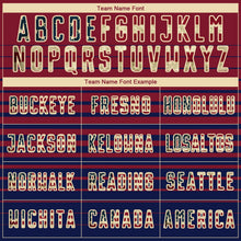 Laden Sie das Bild in den Galerie-Viewer, Uksn Individuelles Karmesinrot Vintage USA-Flagge Cream-Marineblau Farbverlaufs-Nadelstreifen Sublimationsdruck Fußballtrikot
