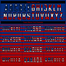 Laden Sie das Bild in den Galerie-Viewer, Uksn Individuelles Königsblau Vintage USA-Flagge Schwarz-Rot Farbverlaufs-Nadelstreifen Sublimationsdruck Fußballtrikot
