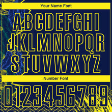 Laden Sie das Bild in den Galerie-Viewer, Uksn Individuelles Blau Hellgelb Brasil Zigzag Tropische Palmenblätter Sublimationsdruck Fußballtrikot
