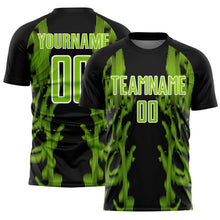 Laden Sie das Bild in den Galerie-Viewer, Uksn Individuelles Schwarz Neongrün-Weiß Brasilien Digitale Linien Sublimationsdruck Fußballtrikot

