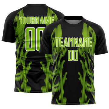Uksn Individuelles Schwarz Neongrün-Weiß Brasilien Digitale Linien Sublimationsdruck Fußballtrikot