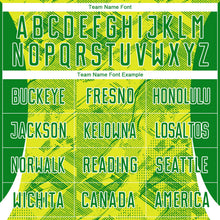 Laden Sie das Bild in den Galerie-Viewer, Uksn Individuelles Neongelb Grasgrün-Weiß Brasilien Digitale Linien Sublimationsdruck Fußballtrikot
