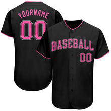 Laden Sie das Bild in den Galerie-Viewer, Uksn Individuelles Schwarz Pink-Weiß Authentic Baseball Trikot

